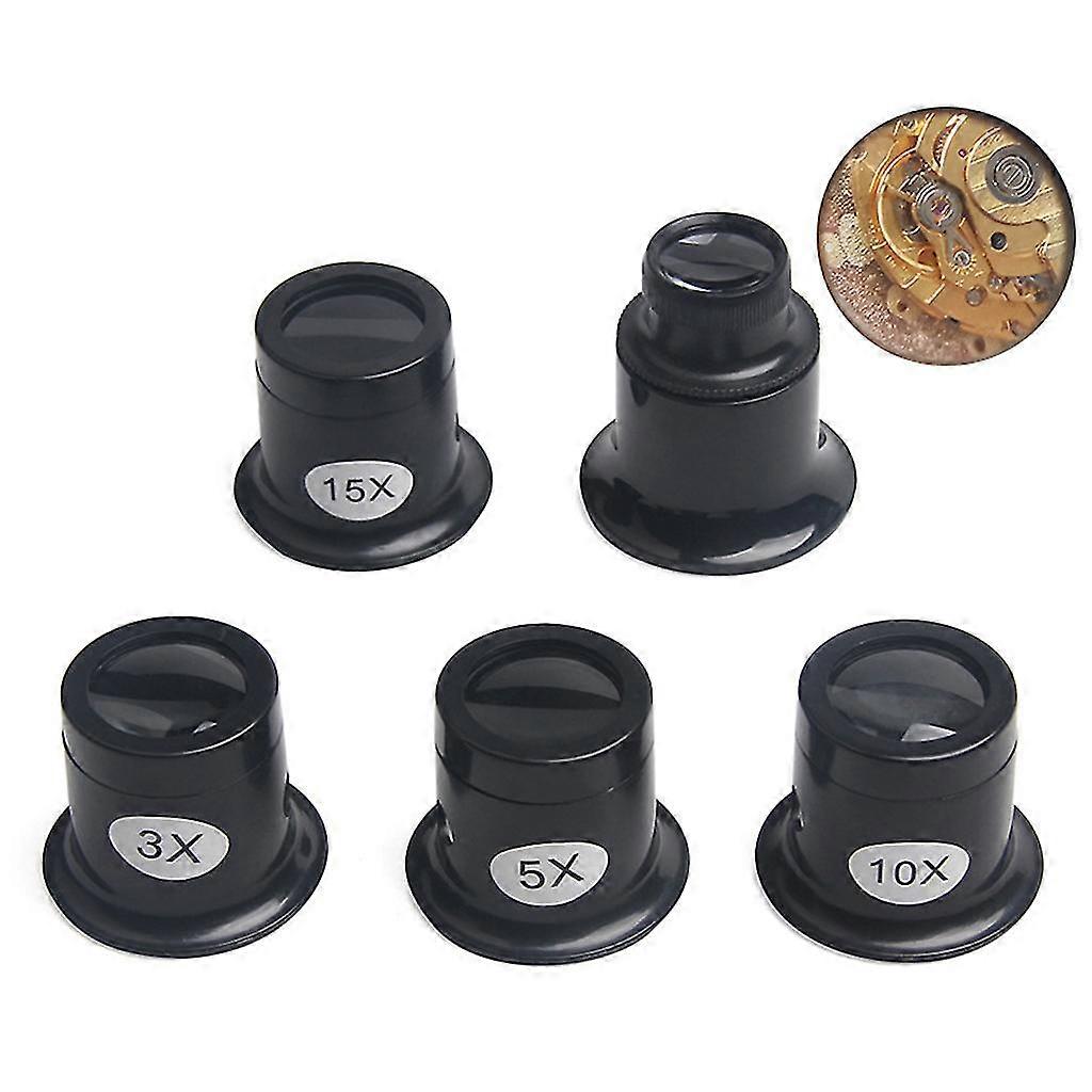 Lot De 4 Loupes Monoculaires Portables 5X/10X/15X/20X - Outil Réparation Bijoux Et Lecture