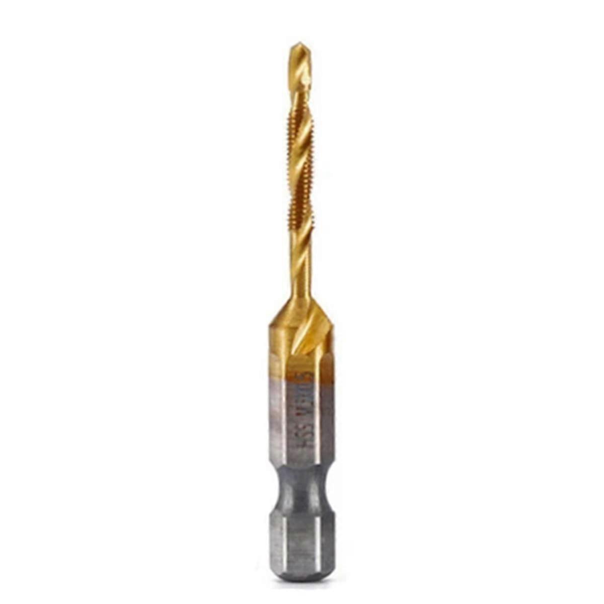 M3x0.5mm Hex Shank Titanium Plated HSS Screw Thread Metric Tap Drill Bits Screw Machine Compound Ta