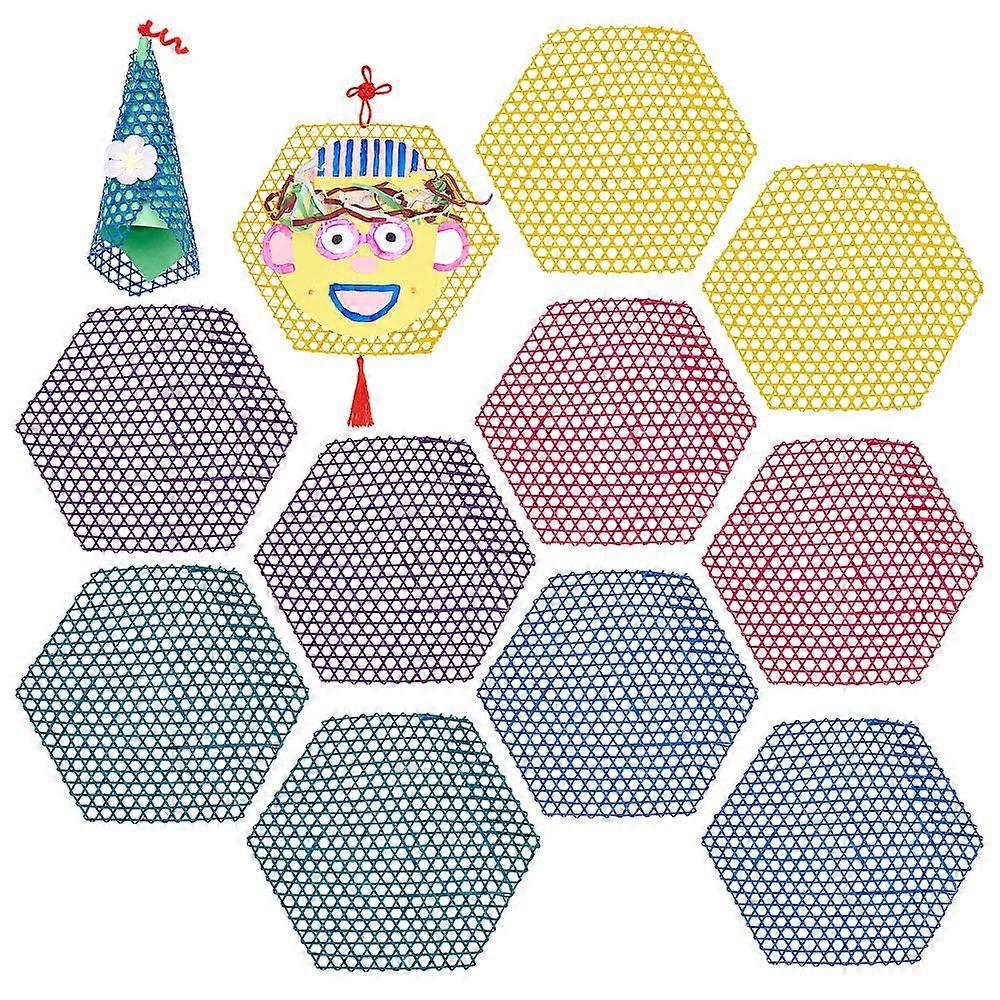 10Pcs 5 Colors DIY Woven Bamboo Network Hexagon for Craft Home Decorations Mixed Color 250x280x1.5mm 2pcs/color
