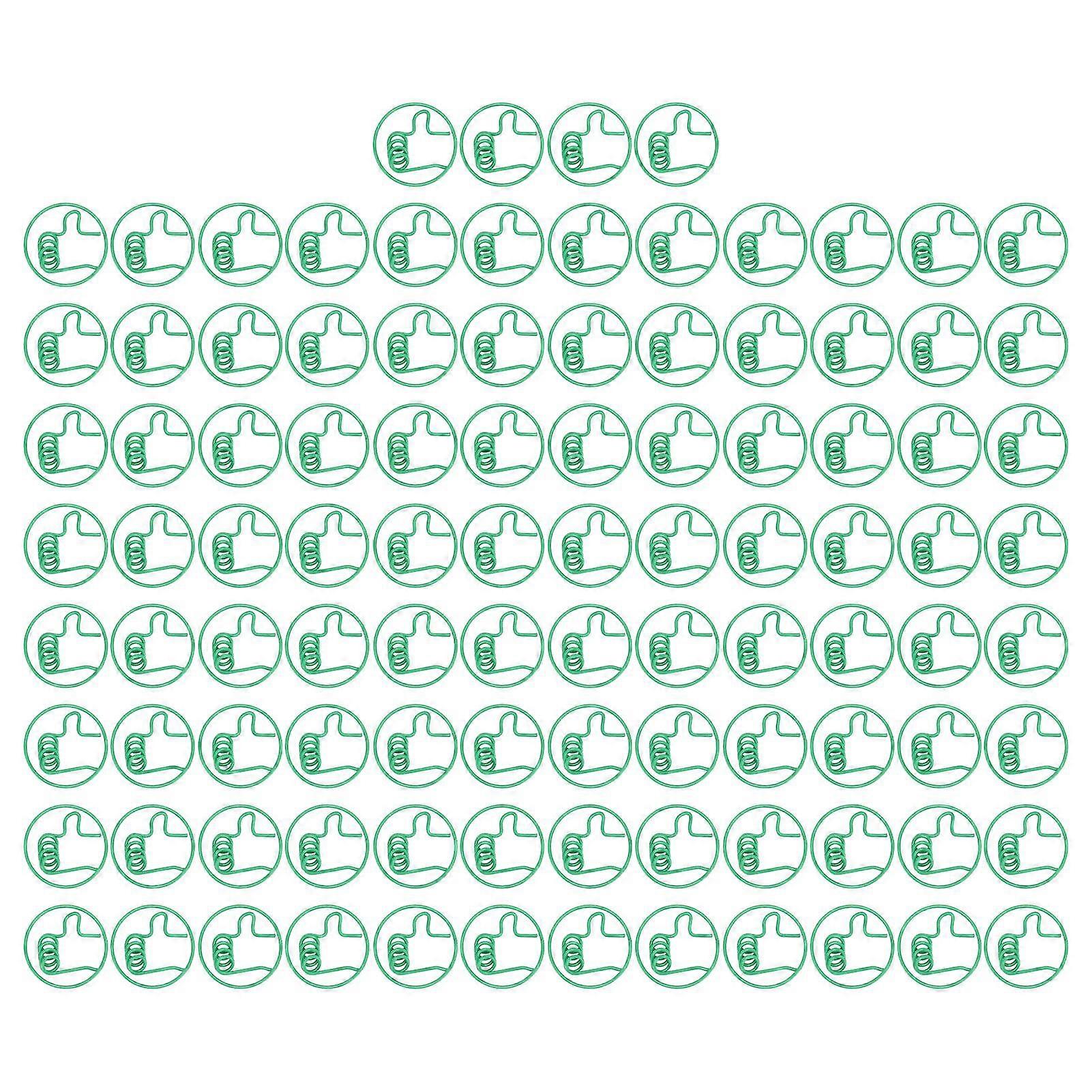 100Pcs Cute Paper Clips Green Thumb Up Style Anti Slip Strong Clamping Fancy Paperclips for Working Study Home