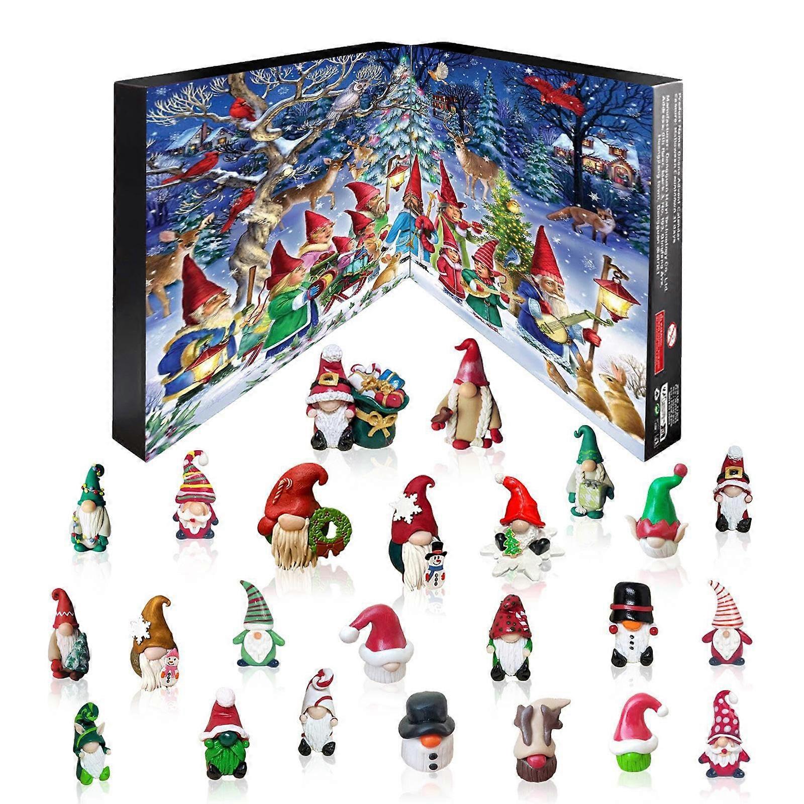 Noël 2024 24PCS Résine Gnome Calendrier de l’Avent Compte à rebours