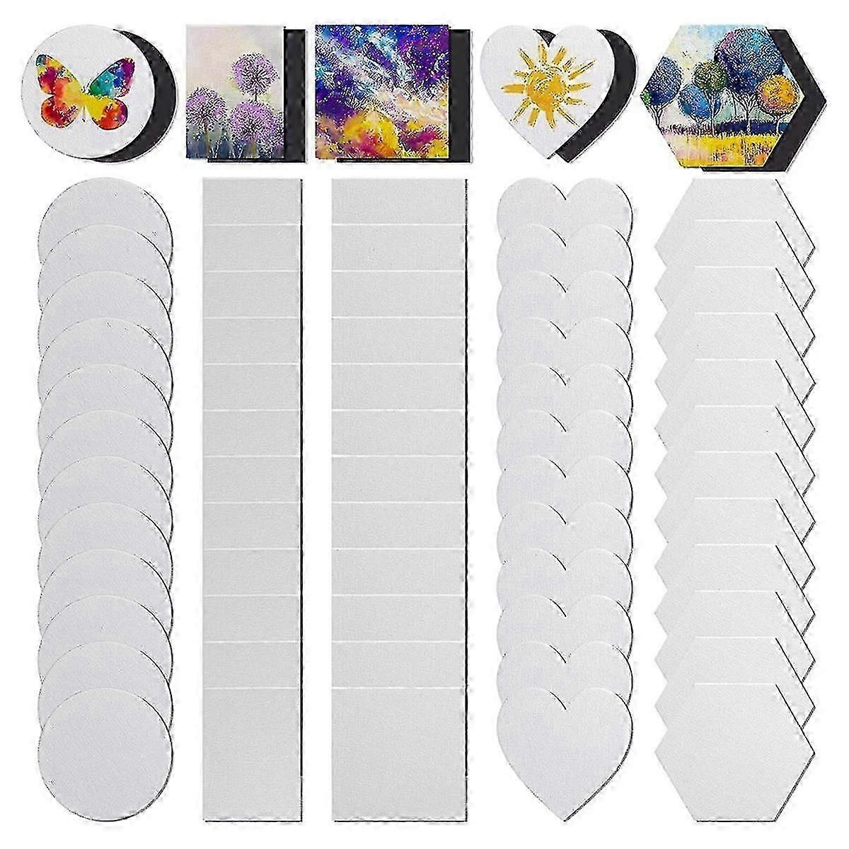 60 Pcs Mini Magnetic Canvas Panel Magnetic Canvas Boards Magnetic Painting Canvas Panel (multi Shape)-Yvan