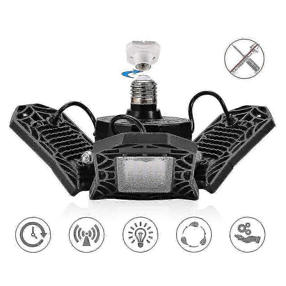 Led Garage Light E27 60w Led Workshop Light 6000lm With 3 Adjustable Light Panels For Garage Workshop Warehouse Basement