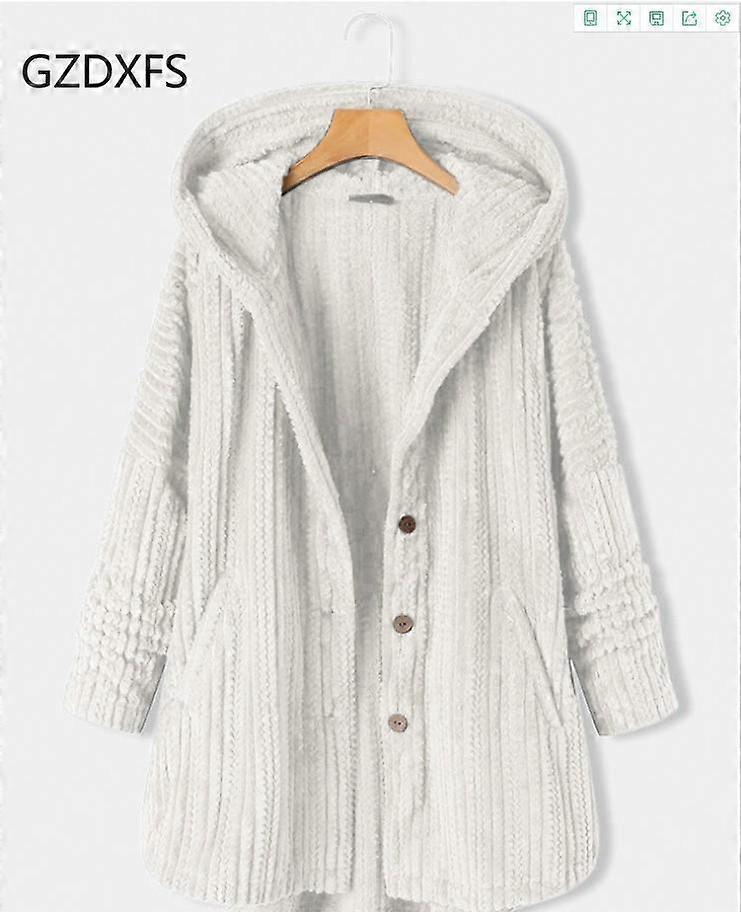 Qiu Dong New Fund Connects Hat Single Row Button Loose Leisure Temperament Long Sleeve Coat