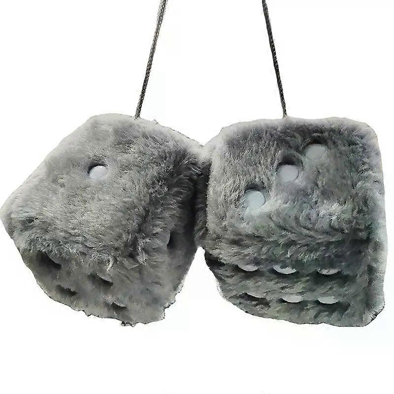 Fuzzy Plush Dice With Dots Retro Square Plush Hanging Pendant Fuzzy Dices For Car Interior Ornament Decoration