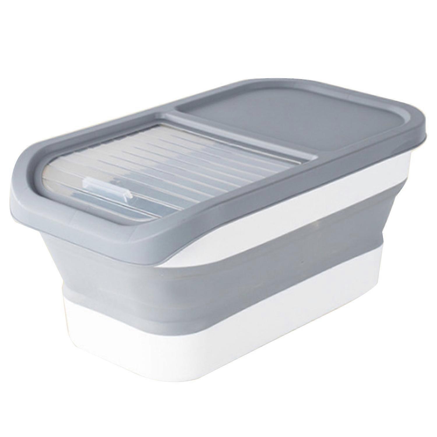 Foldable Rice Storage Box Dustproof Moisture-proof Transparent Sliding Lid Large Capacity Cereal