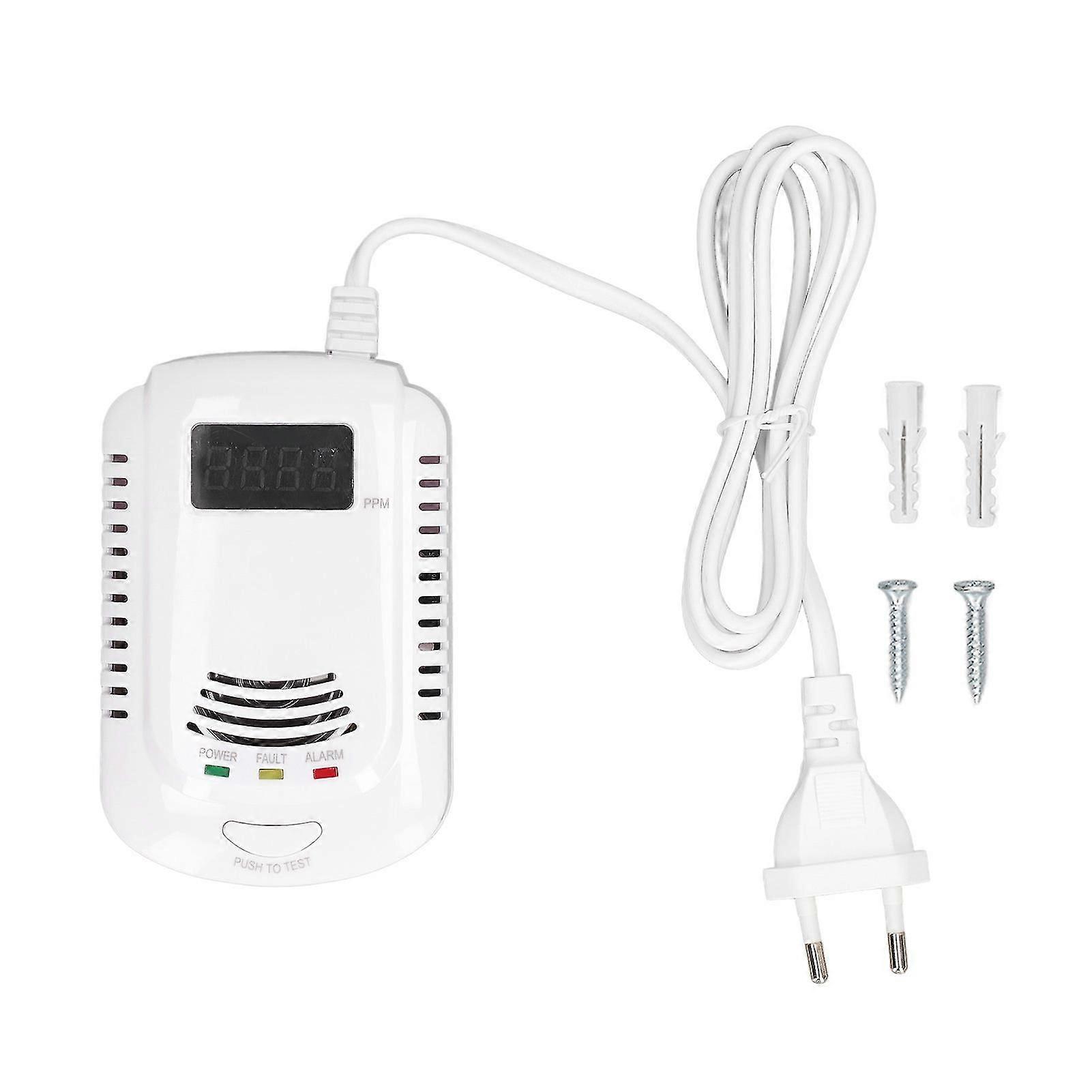 Combustible Gas Detector Portable Gas Leakage Alarm for Petroleum Methane 3000PPM AC90-240V EU Plug