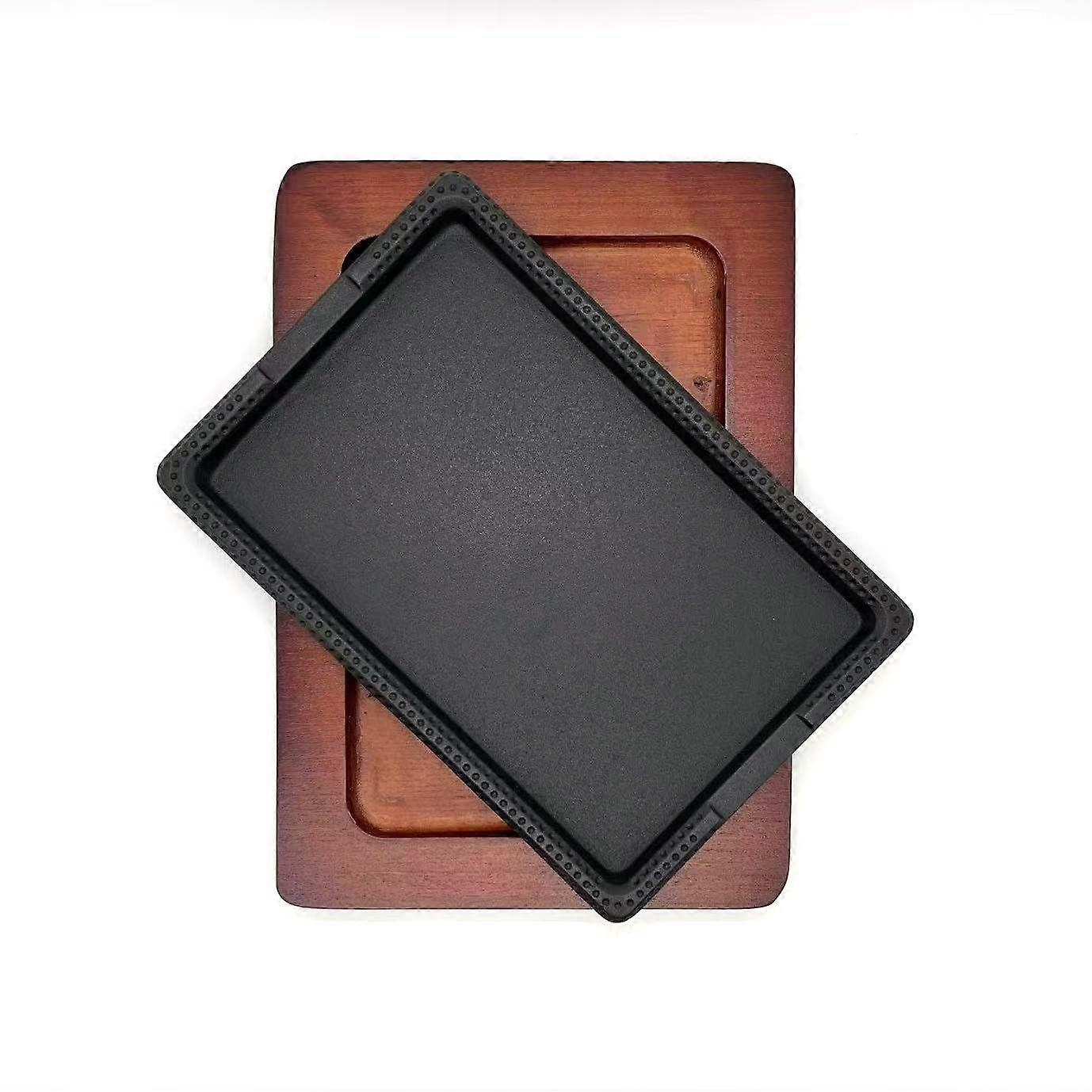 27x18cm Cast Iron Steak Platter - Square Skillet for Sizzling Meats & Roti Baking