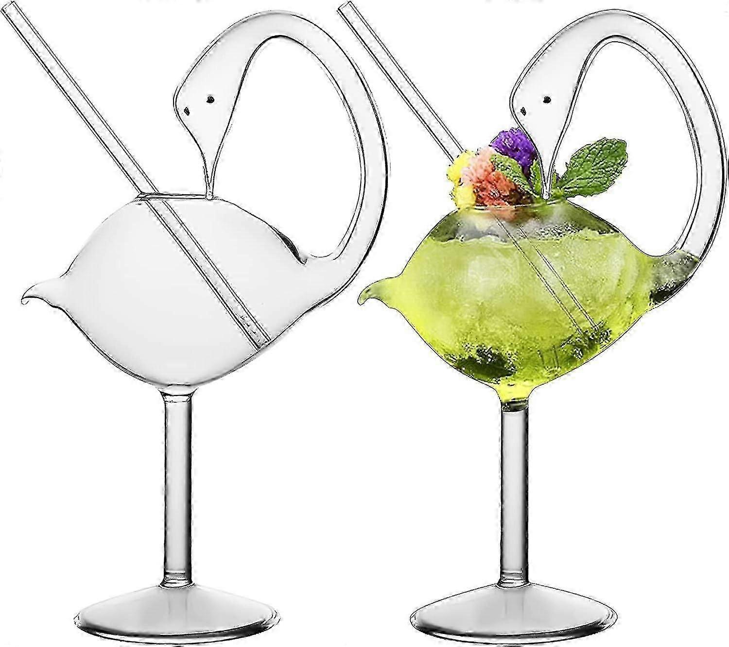 Cocktailglas - 2er-Set Schwanenglas 6oz kreative Trinkgläser Hochzeitsgeschenk für Saft, Maritni, Tequila, Margarita Tw