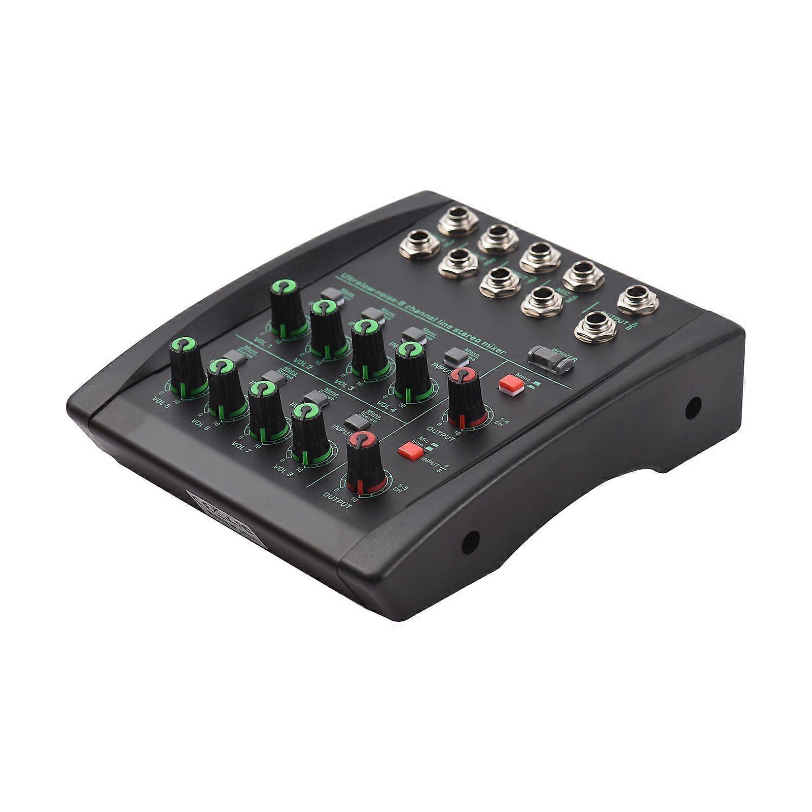 Audio Mixer 8-Channel Mixing Console for for Performances Bars Stadiums Stereo/Mono Simple Switching Low Noise Professional Mixing Console Type-C Powe