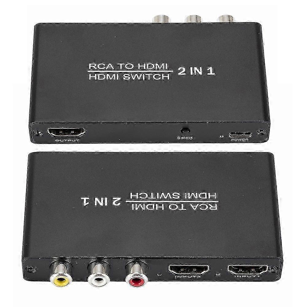 RCA to HDMI Converter 1 RCA + 2 HDMI Switcher Adapter Support 4K/30hz Video