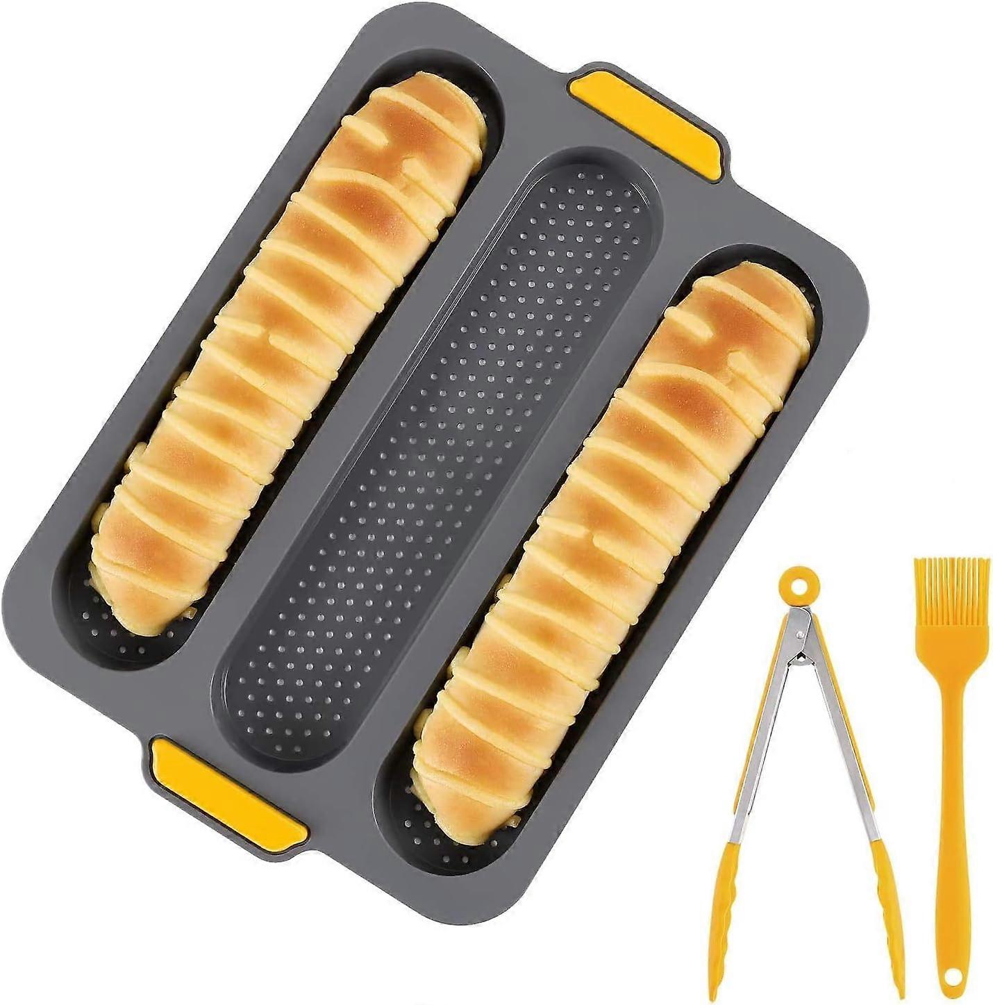 Versatile Baking Set for Home Chefs, Non-stick French Bread Baking Mold, Silicone Loaf Pan with Perforated Design for Uniform Baking, Easy Clean &
