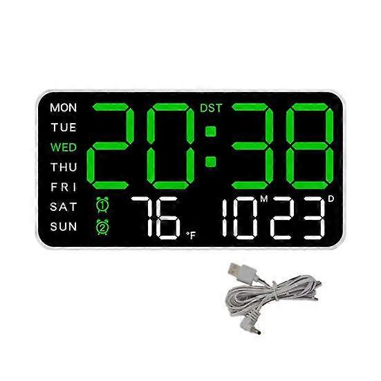 Digital Wall Clock Large Display Auto Dimming Easy-Setup Temperature Calendar Countdown Timer Silent Hanging Clock