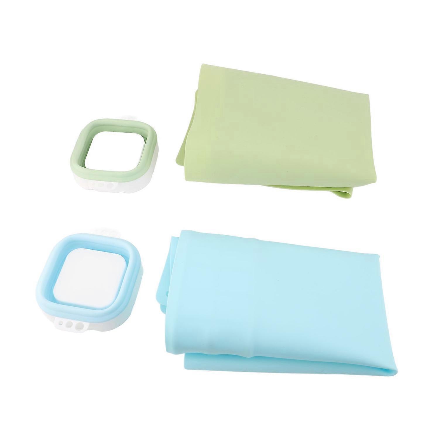 Silicone Painting Mat Kids Graffiti Foldable Large Set Multifunction with Cup Palettes for Art Blue+