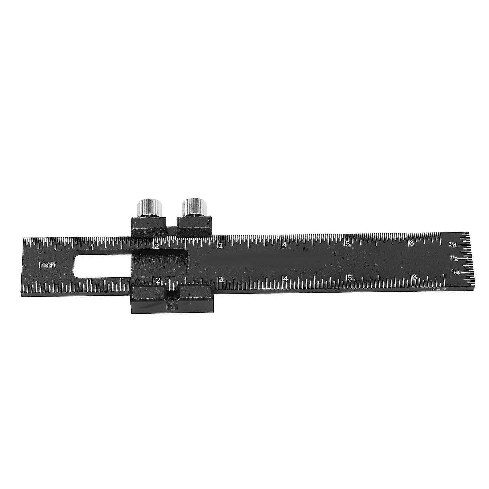 T Square Woodworking Ruler Aluminum Alloy Adjustable Slide Stop Scribing Marking Ruler Metric Inch Scale 6in