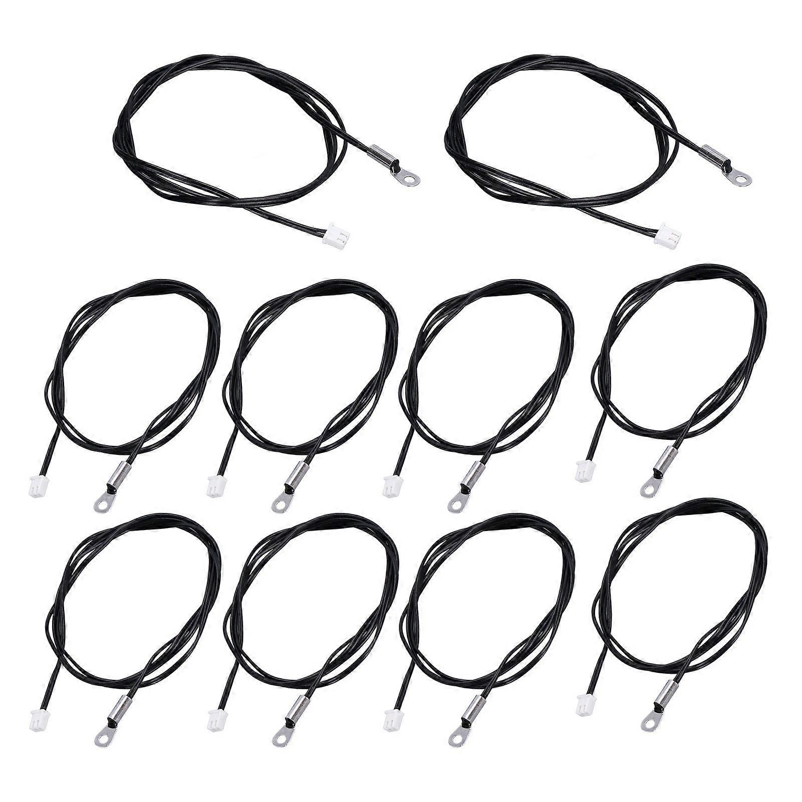 10Pcs NTC Thermistor Probe Temperature Sensor Round Lug Cold Pressed Terminal Connector 1meter