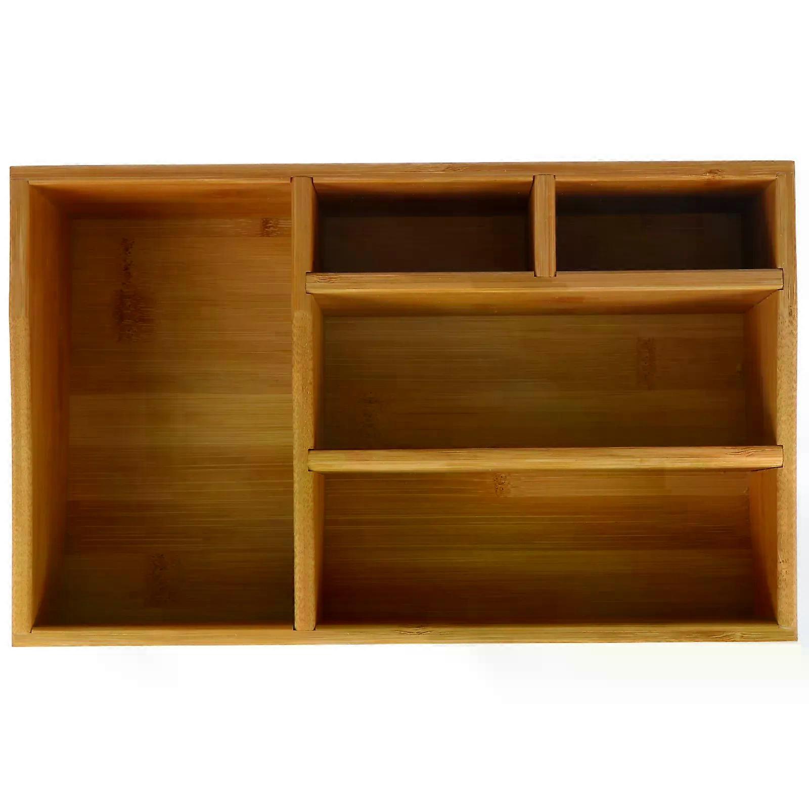 Bamboo Storage Box Bins Desktop Finishing Container Case Cosmetics Multifunction