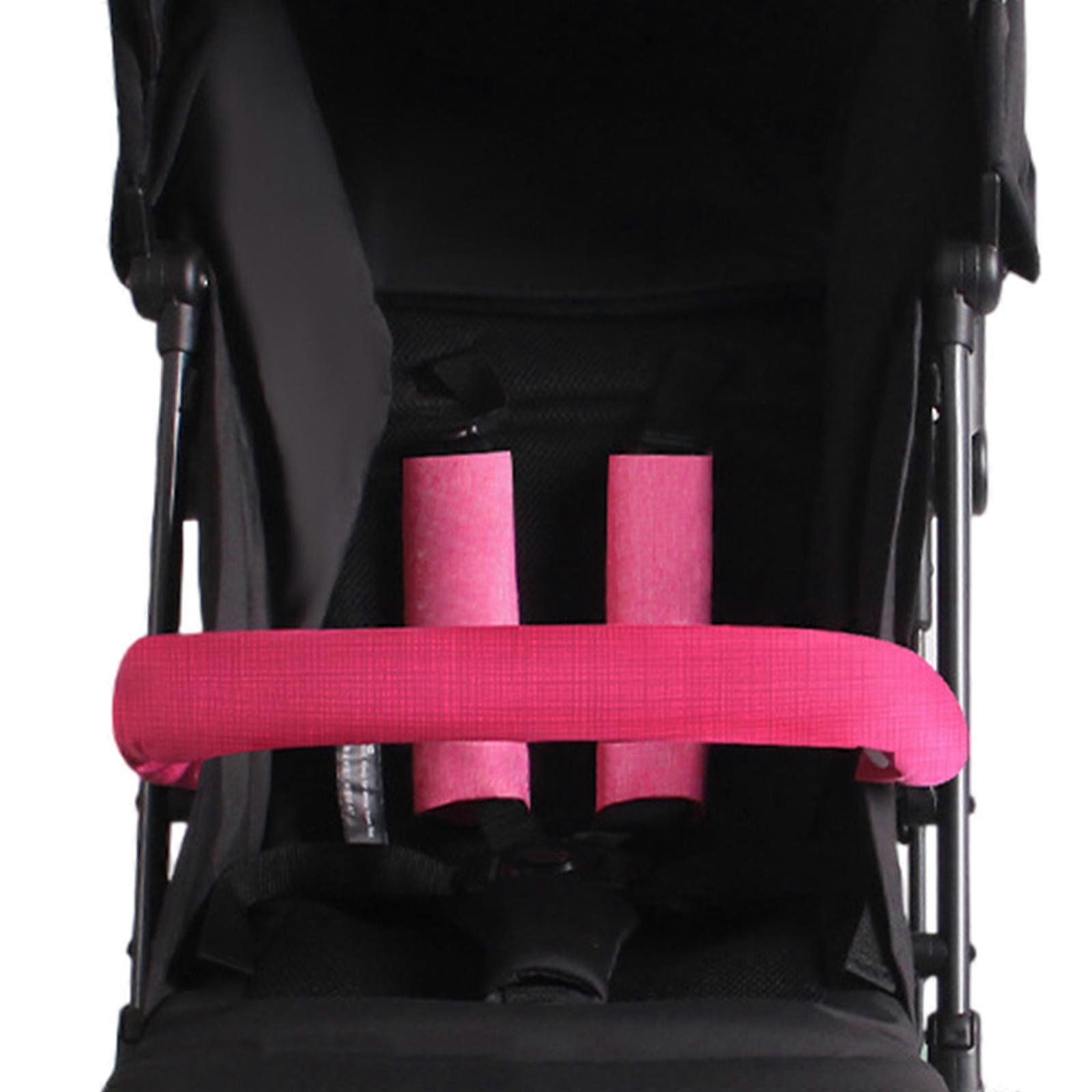 Strollers Strap Cover for Baby Prams Pushchairs, Solid Color Anti-bite Shoulder Belt Armrest Cover for Most Infant Cart Rose red