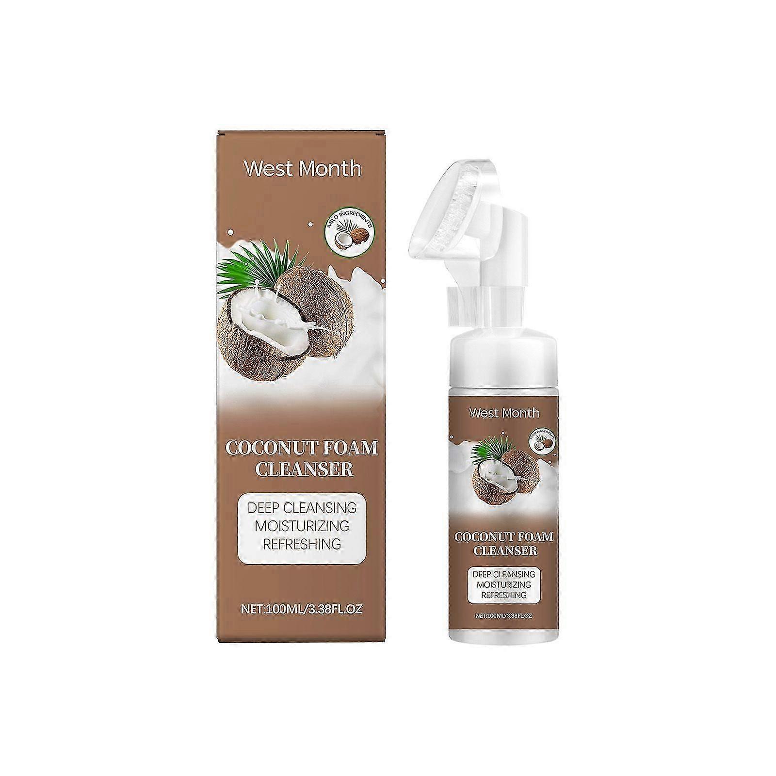 West Month Coconut Foam Facial Cleanser Gentle Cleansing Pore Cleansing Refreshing Moisturizing Facial Cleanser~A
