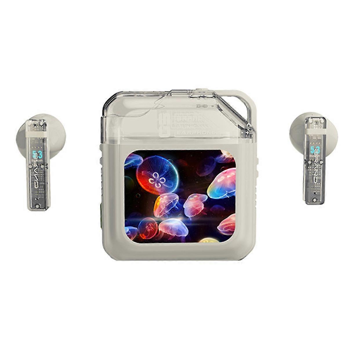 LED Full-color Touch Screen Bluetooth Earphones White