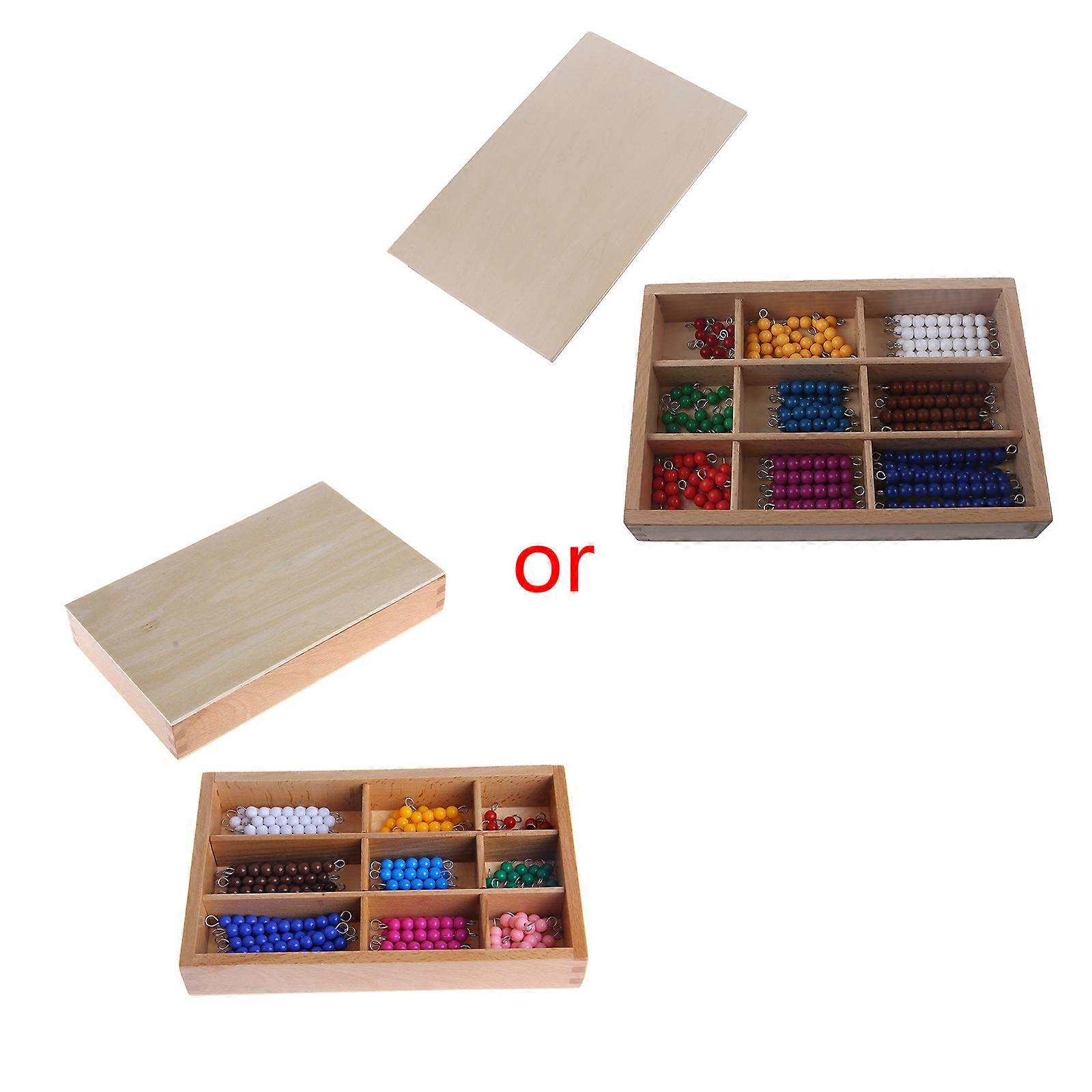 Mathematics Material 1-9 Beads Bar in Wooden Box Early Preschool Toy Multicolor
