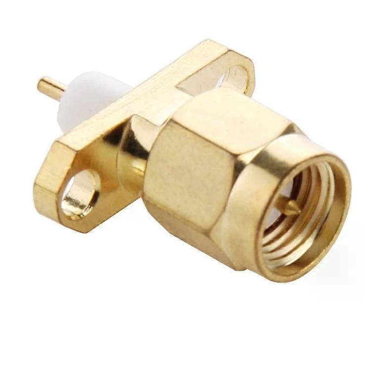 SMA Male Panel Mount Connector-10 PCS Gold Plated,2 Holes,Short Adapter
