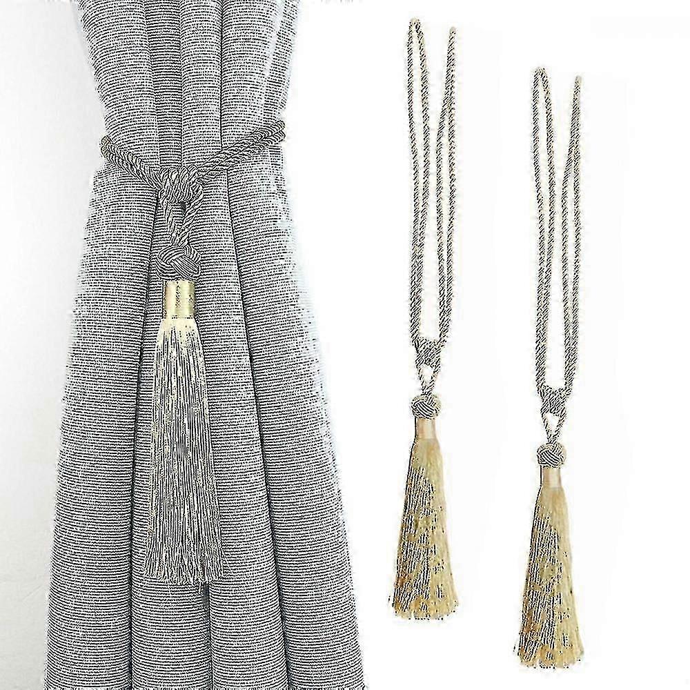 2 Pcs Curtain Tiebacks Tassel Tie-backs, Handmade Curtain Holdbacks Rope Curtains Tie Handmade Curtain Holdbacks For Home Office Window PLS