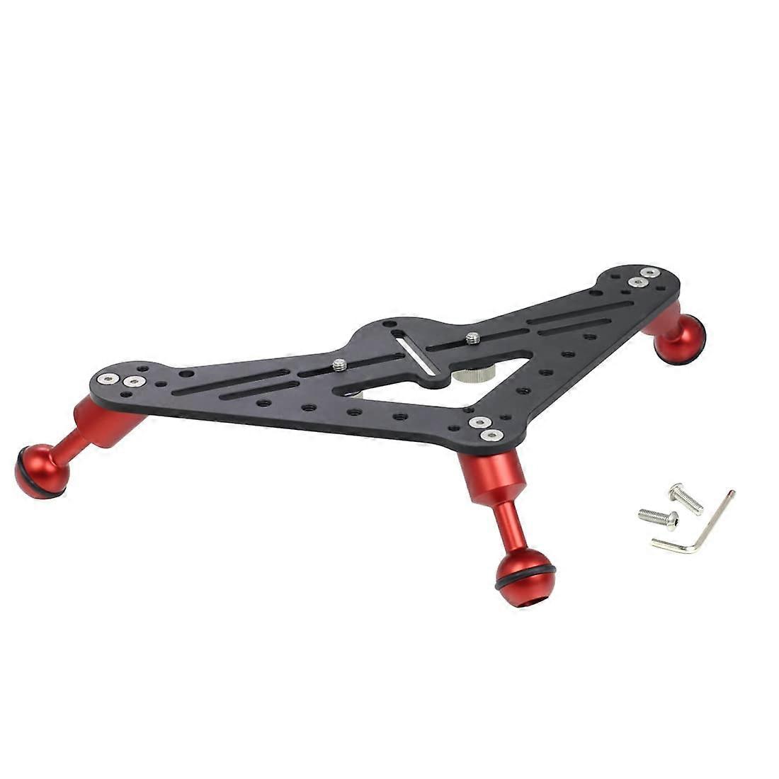Aluminum Tripod Mount DSLR Diving Photo Triangular Gimbal Tray Rig Underwater Photography Holder (Red Ballhead Tray)