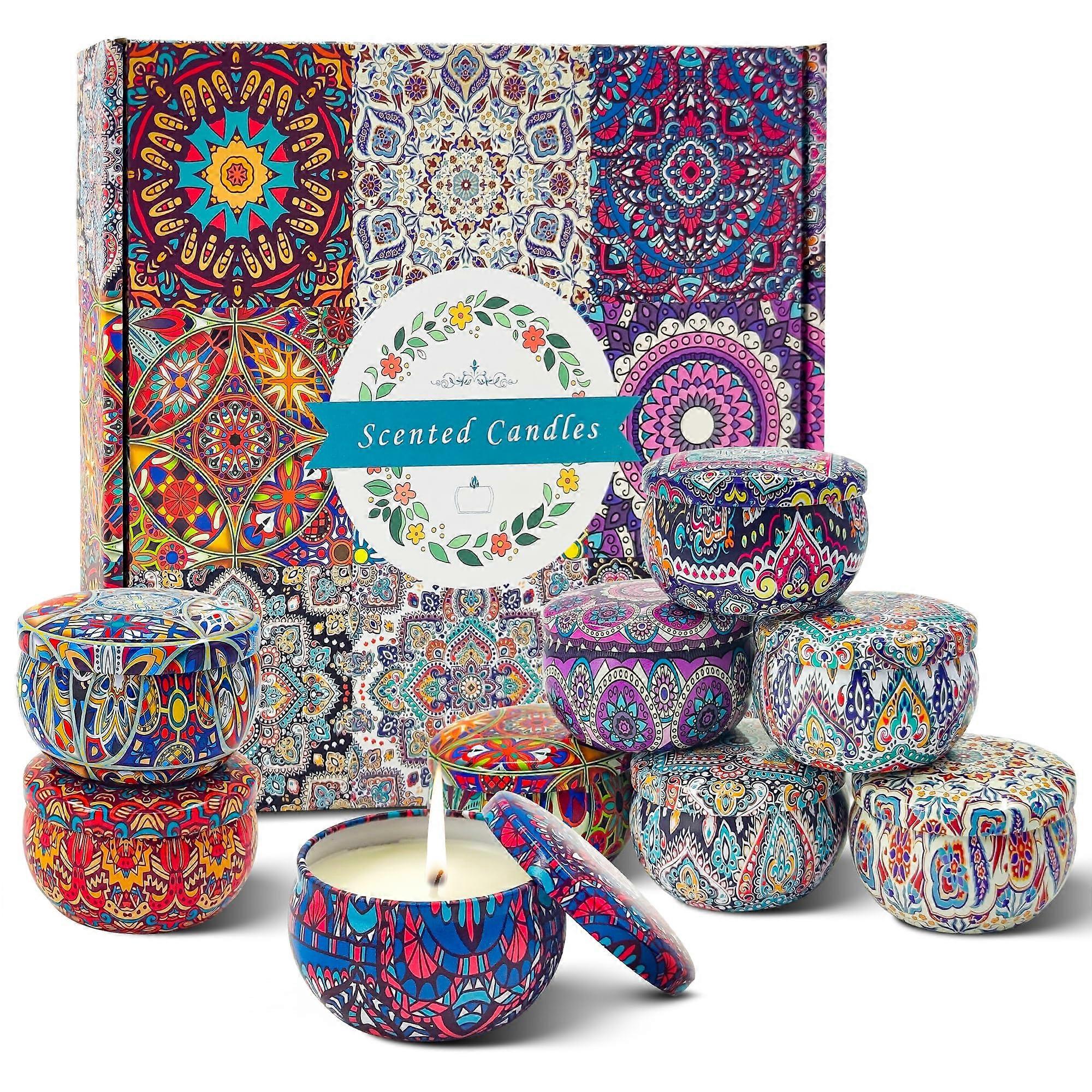 Scented Candles Gift Set - 9 Pack Aromatherapy Candles for Home - Fragrant Soy Wax Candles in Assorted Colors