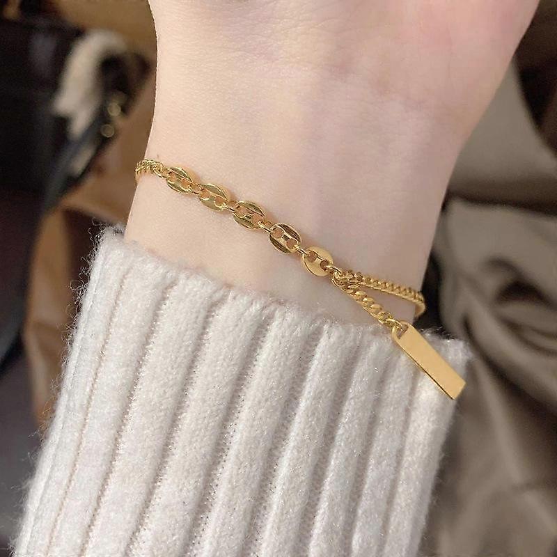 Lucky Sign Bracelet Women's Ins Niche Design Temperament Light Luxury Sign Small Gold Bar Jewelry