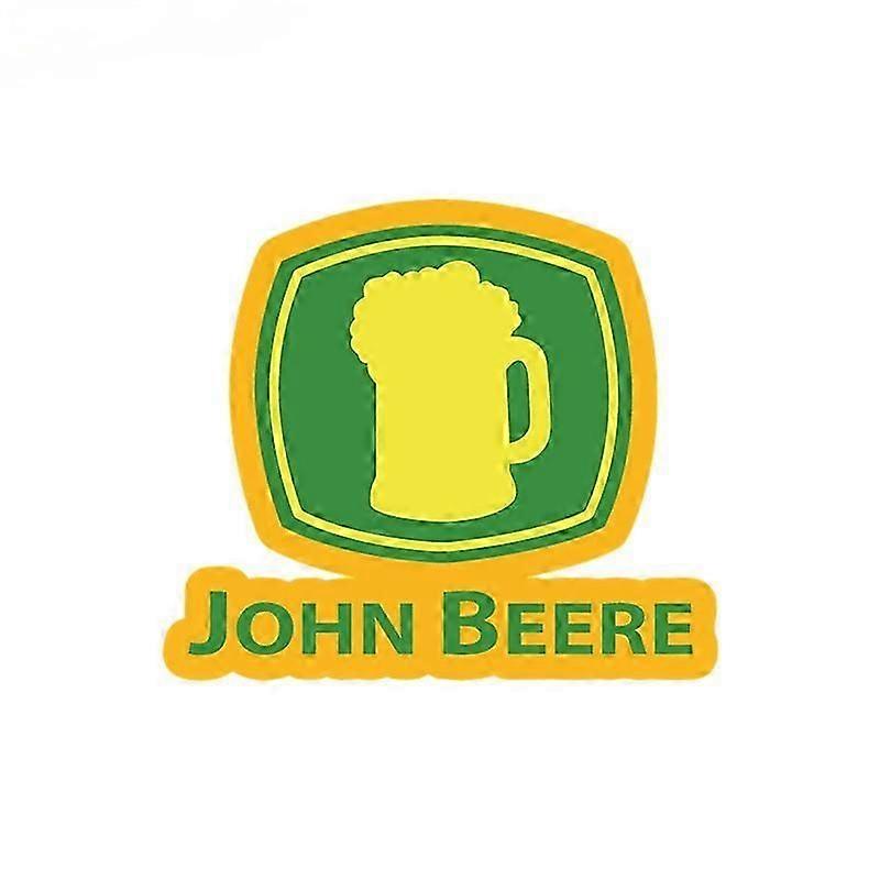 ملصقات السيارات الإبداع مضحك جون بير ، الغزلان شرب البيرة شخصية سيارة دراجة نارية صائق غطاء خدوش الفينيل ، 15 سم * 15 سم