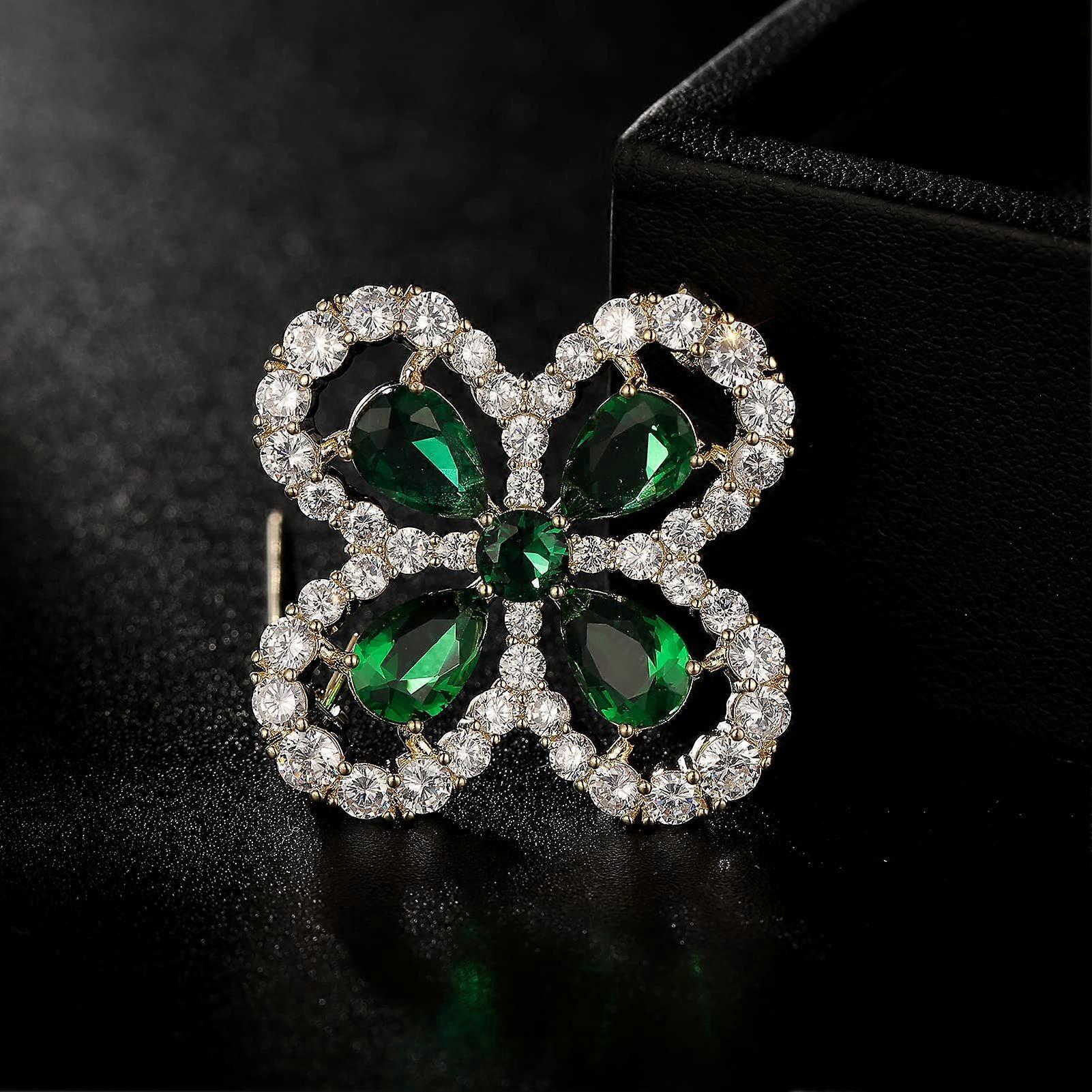 Light four-leaf clover brooch Gift for Mom