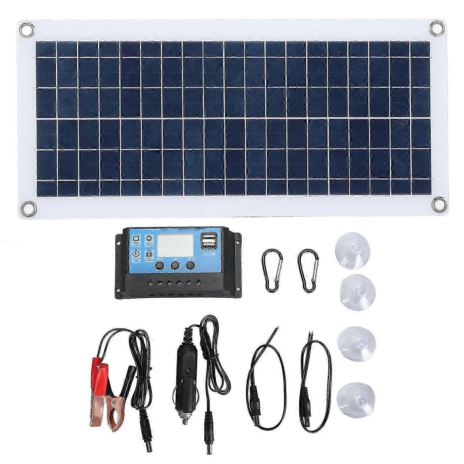 15W USB Solar Panel Kit High Efficiency DC Polysilicon Solar Panel with 60A Controller for Phone Computer Camera