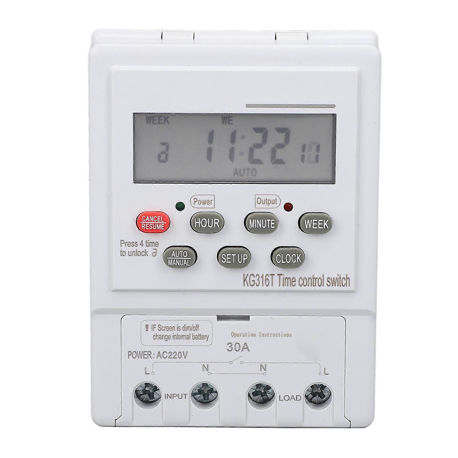 Time Control Switch Microcomputer 7 Day Programmable Automatic Digital Timer 220V 30A 1 Min‑168 Hours for Home Appliance