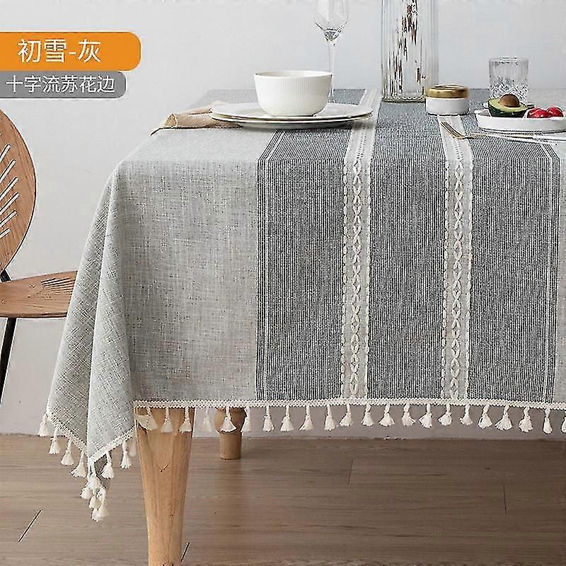 Nappe Rectangle Nappe Toile de Table Coton Lin Ride Free Tassel Nappes Housse de Table Lavable