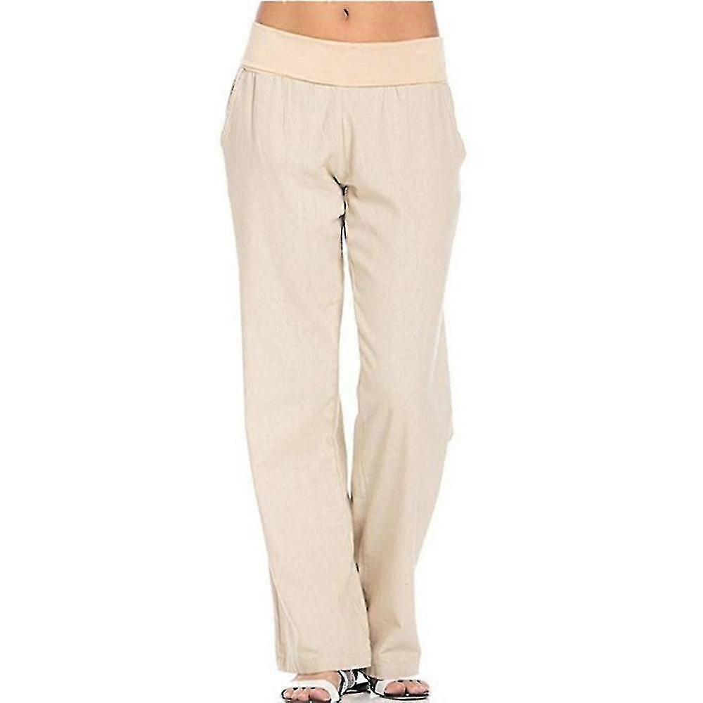 Women Pants Summer Casual Beach Plain Trousers With Pocket
