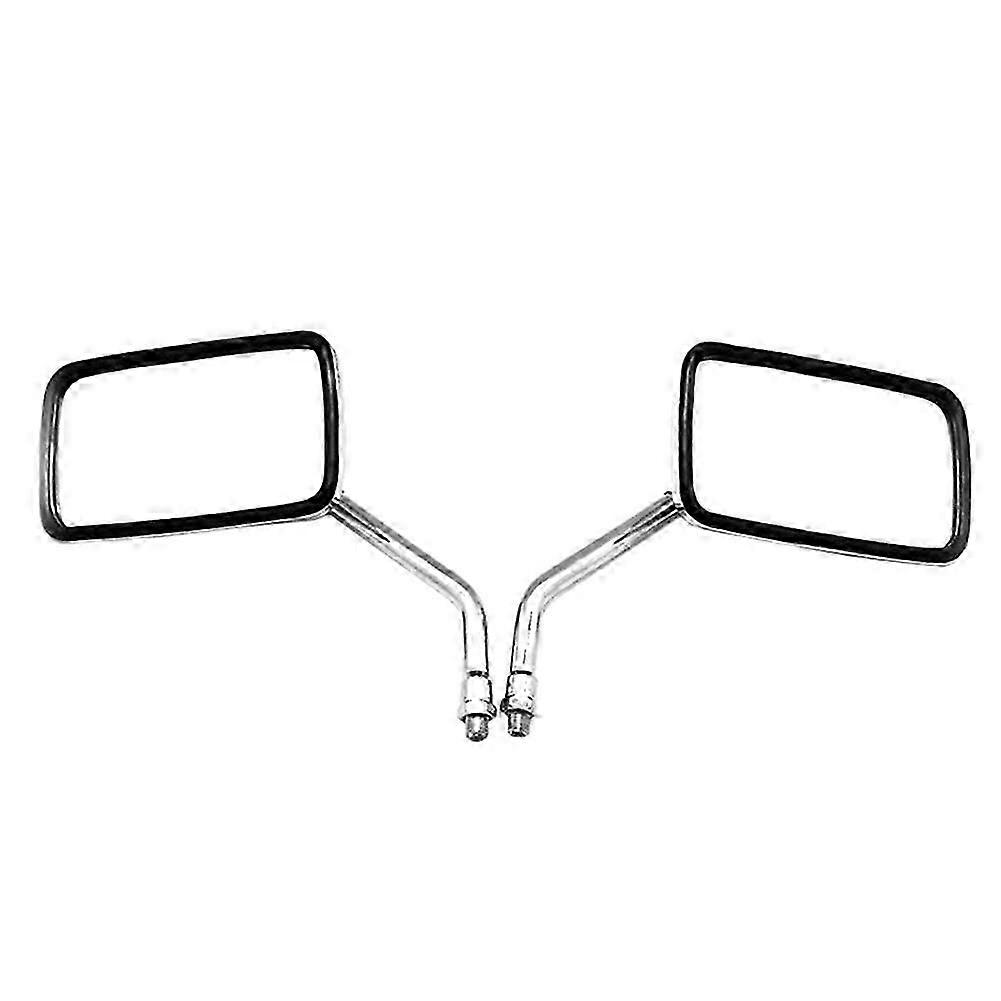 2Pcs 10mm Universal Rectangle Shaped Motorcycle Handlebar Rear View Side Mirrors