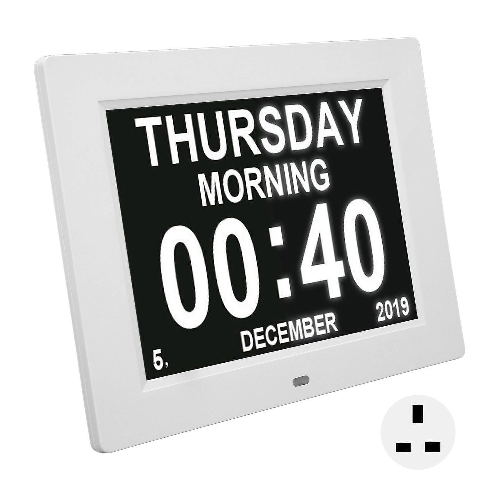 8 Inch Digital Day Calendar Clock 3 Medication Reminders 5 Options Digital Calendar Alarm Clock