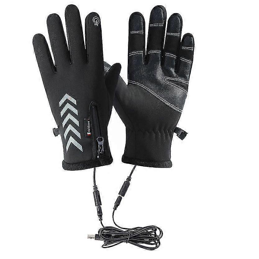 Usb Heated Gloves Waterproof Rechargeable Touchscreen Skiing Gloves For Men