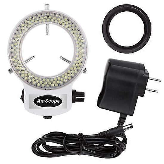 144 LED Intensity Adjustable Ring Light for Microscopes - White Housing, Compatible with Various Microscopy Models