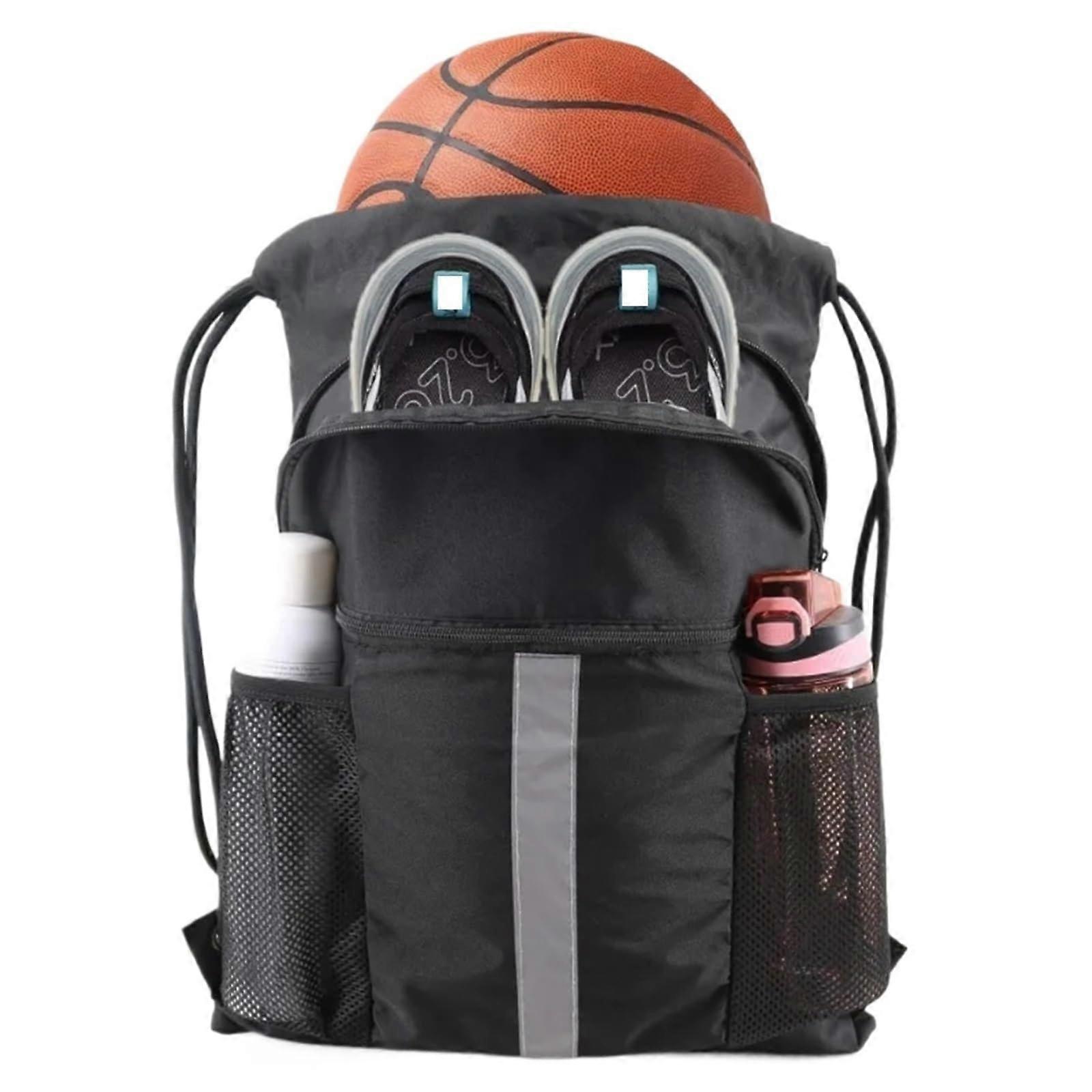 Basketball bag Basketball backpack with drawstring and shoe compartment. Backpack with drawstring, unisex, sports bag (Black) Black