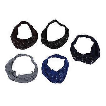 5 Pack Wide Headbands for Women with Sparkling Rhinestone Non Slip Moisture Wicking Sport Workout Head Wraps for Yoga Running Cycling Climbing