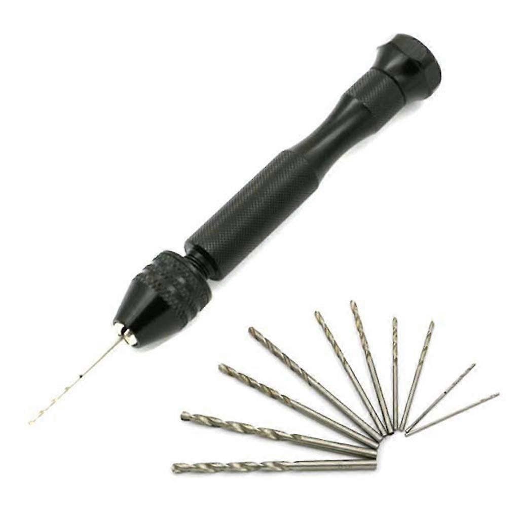 HSS Spiral Drill Bit Set 10-Piece Hand Drill Pin Vise Hole Maker Manual Tool