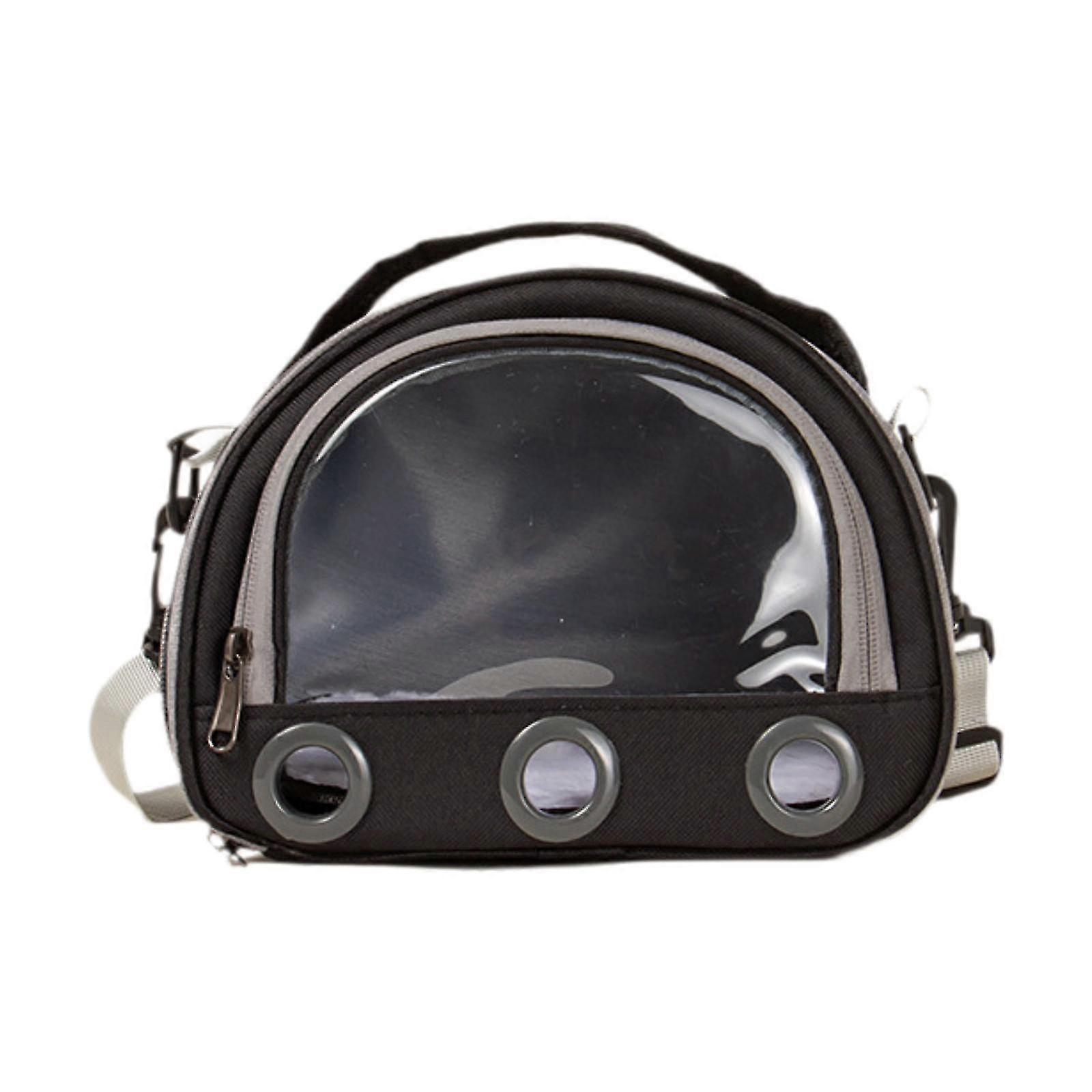 Large Transparent Window Carrier Bag for Hamsters, Squirrels, and Guinea Pigs in Black