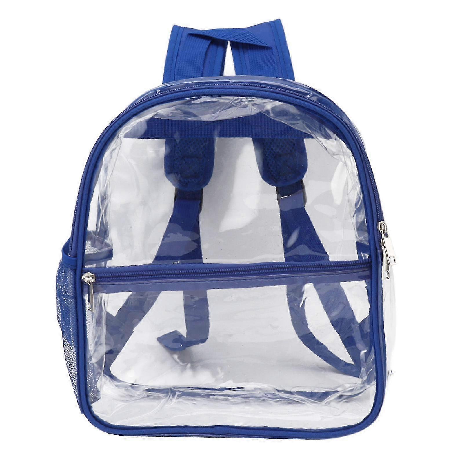 Sac à dos en PVC transparent bleu de grande capacité avec fermeture éclair portable pour une utilisation dans des contextes éducatifs