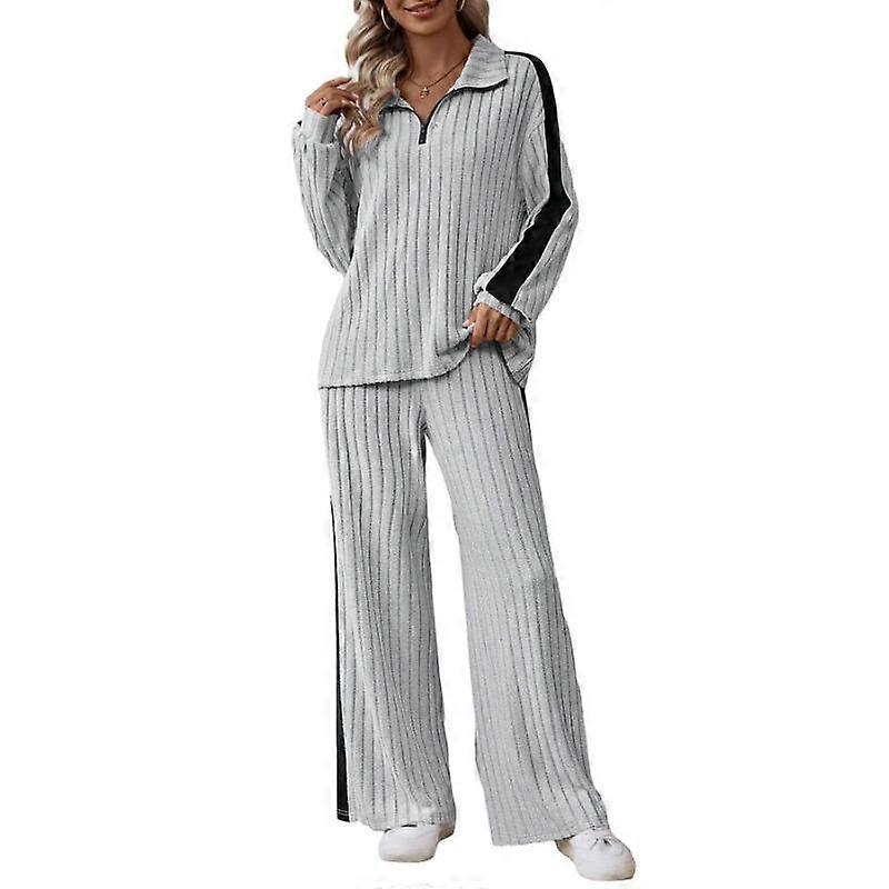Plus Size Casual Suit Women's Autumn Sweatshirt Wide Leg Pants Suit