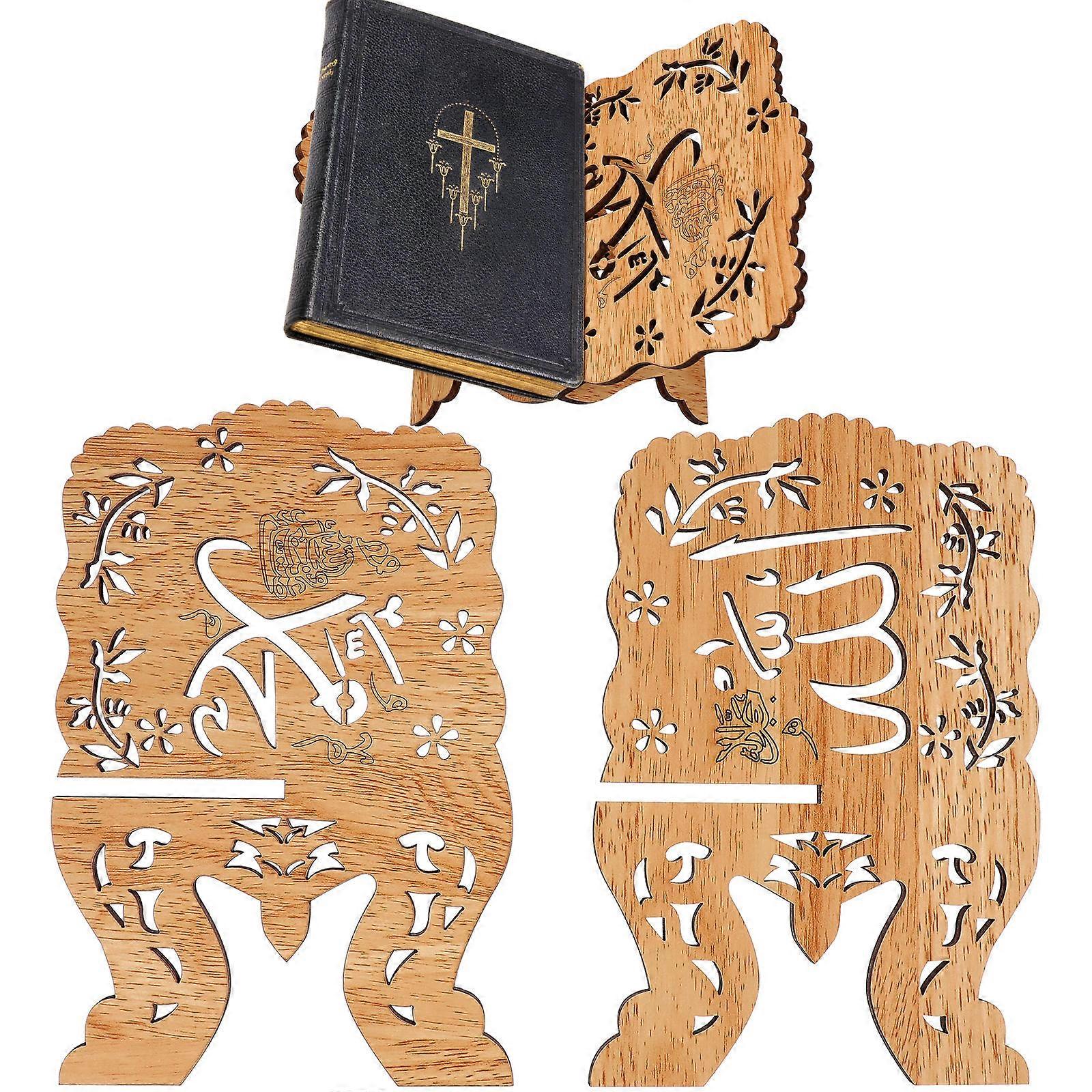 Premium Wood Book Display Stand with Unique Pattern for Home or Office