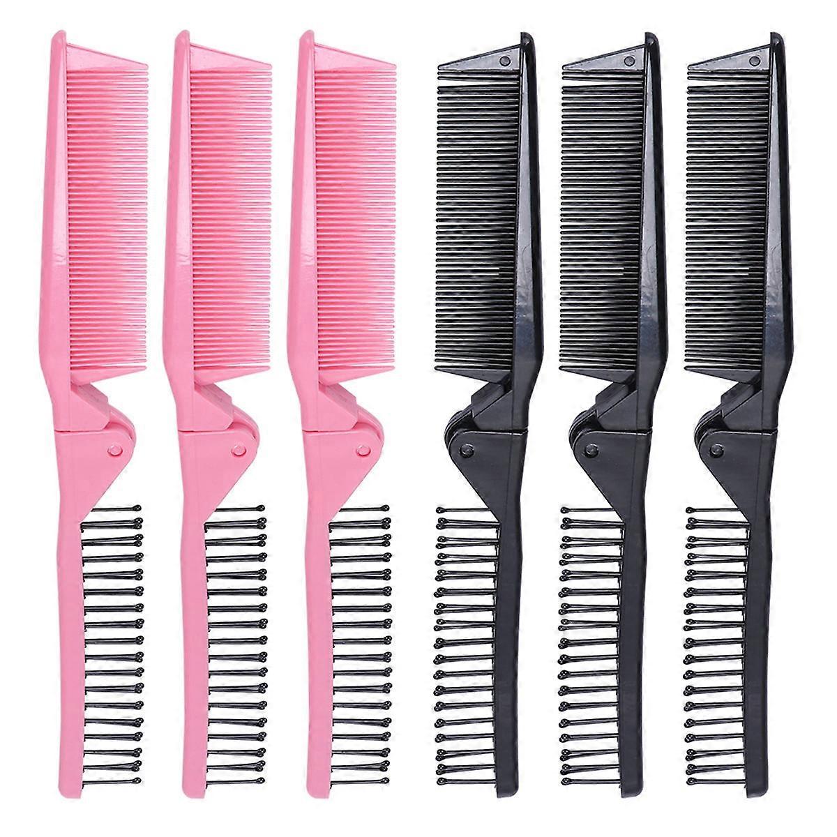 Anti Static Comb Foldable Double Headed Hair Folding Comb High Temperature Resistance Travel Size Portable 6Pcs