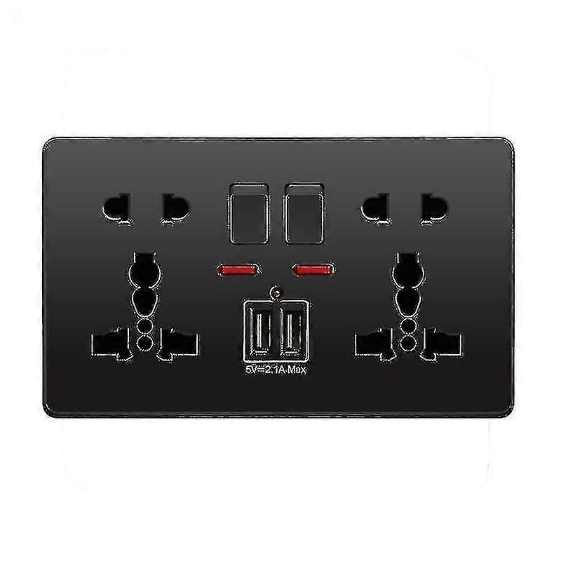 Multifunctionele Uk 13a Wall Socket Push Button 2.1a Double Usb