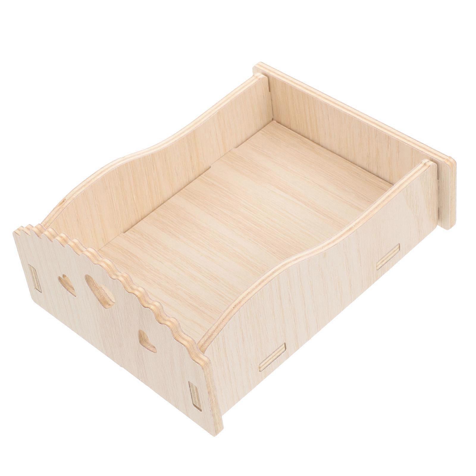 Wooden Bed for Hamster with Beige Color Ideal for Small Pets and Decoration Use 8.5 x 5.5 x 3.5 Inches